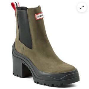 Hunter Green and Black Heeled Boots